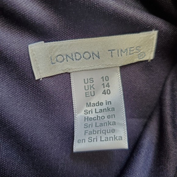 London Times Classic Navy Blue Pearl Button Collared Short Sleeve Women Size 10 - Picture 4 of 5